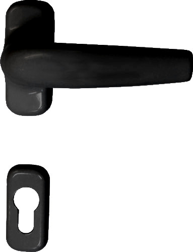 Χερούλια σιδηρόπορτας - αλουμινόπορτας με στενές ροζέτες ζεύγος μαύρα